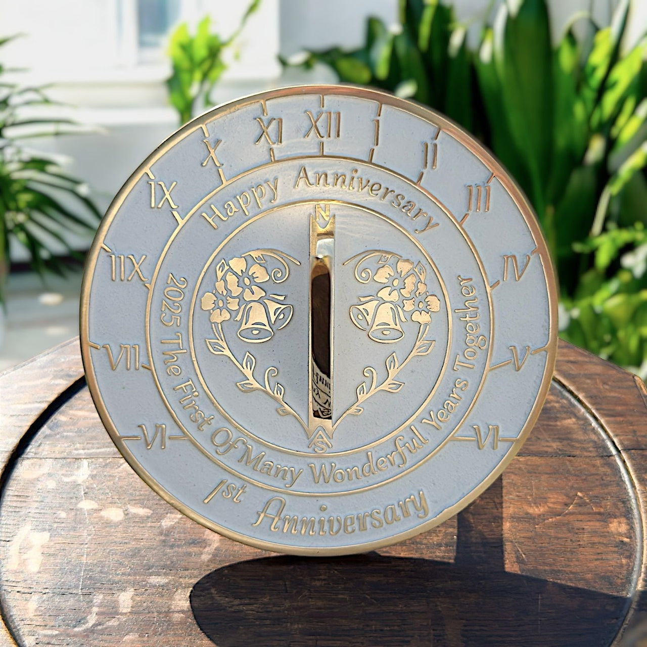 1st Wedding Anniversary Sundial Gift - The Metal Foundry