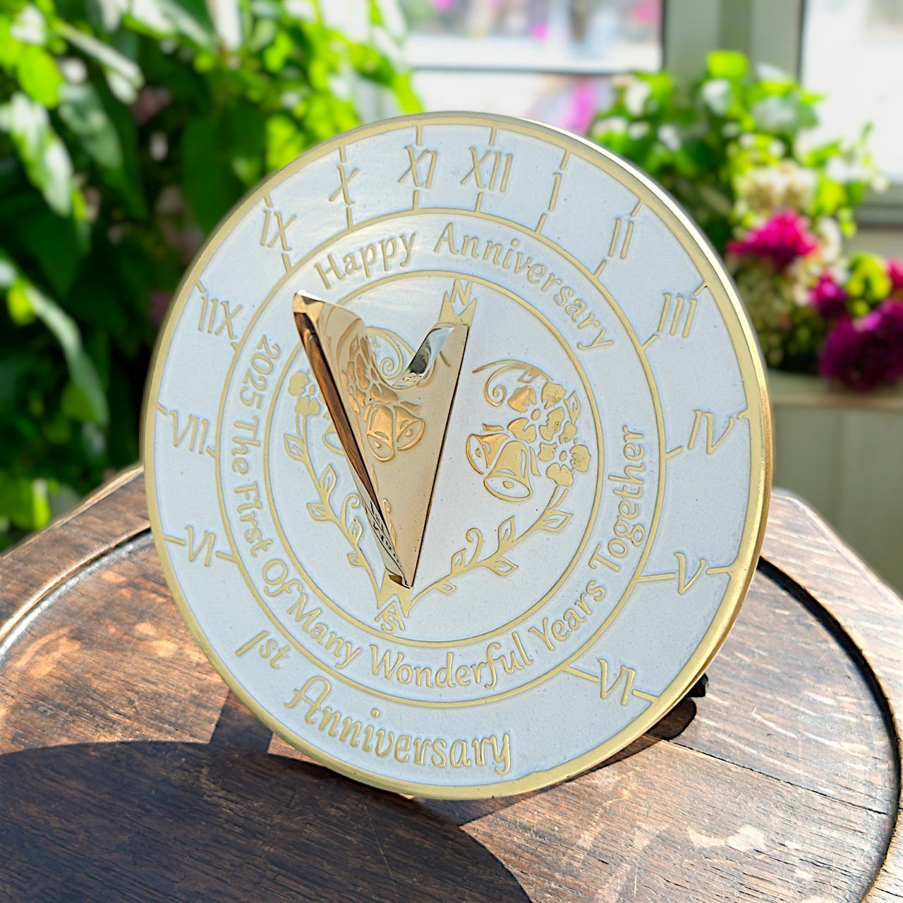 1st Wedding Anniversary Sundial Gift - The Metal Foundry
