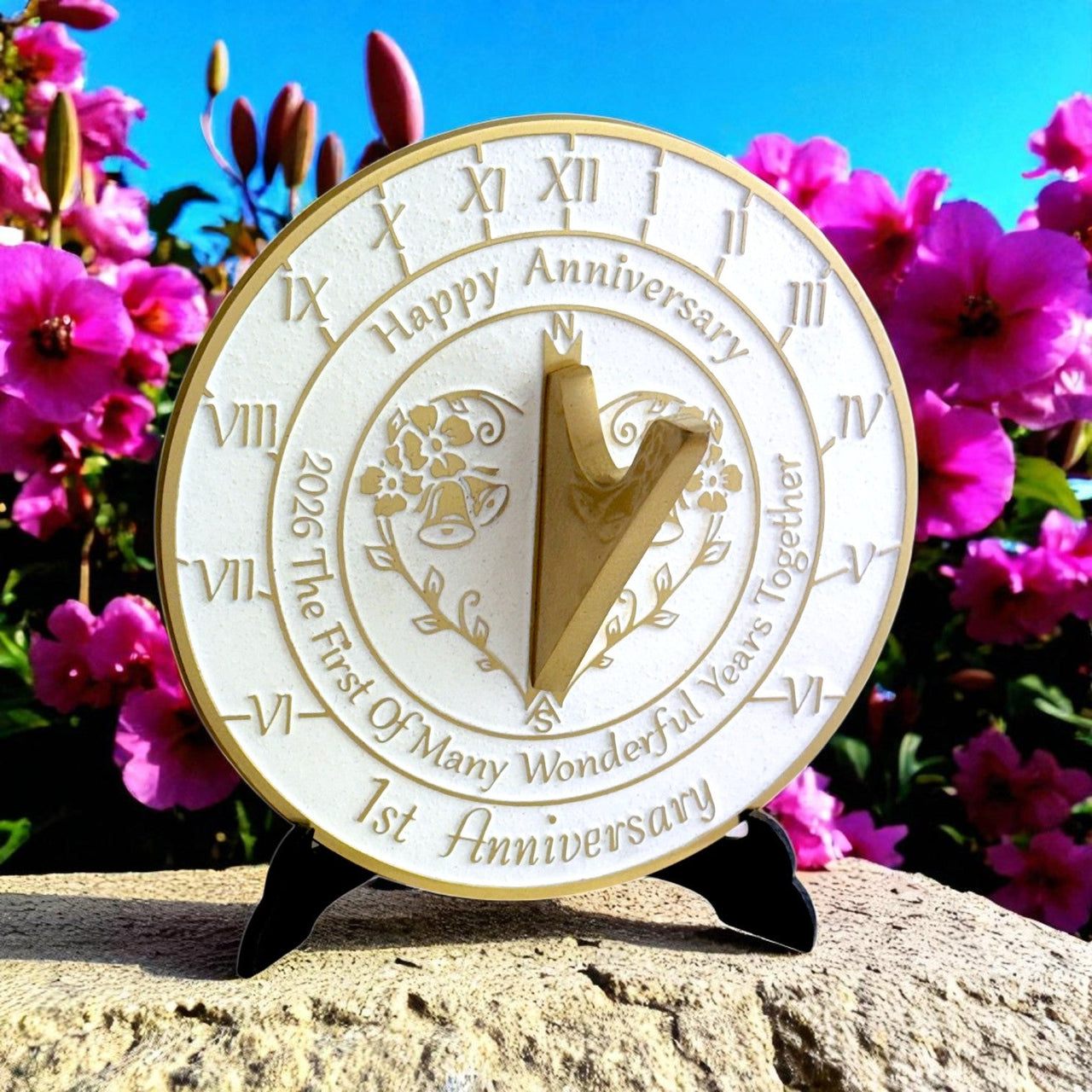 1st Wedding Anniversary Sundial Gift - The Metal Foundry