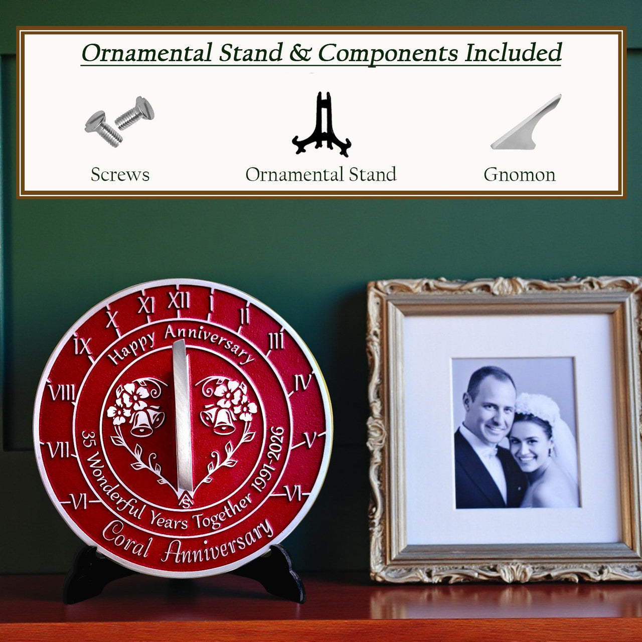 Coral 35th Anniversary Sundial Gift - The Metal Foundry