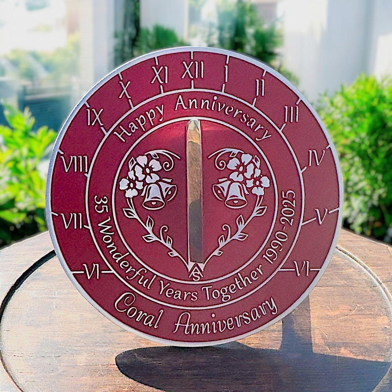 Coral 35th Anniversary Sundial Gift - The Metal Foundry