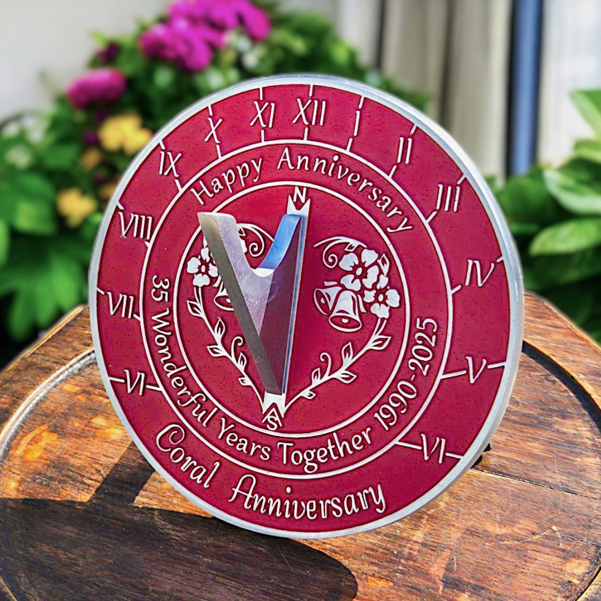 Coral 35th Anniversary Sundial Gift - The Metal Foundry