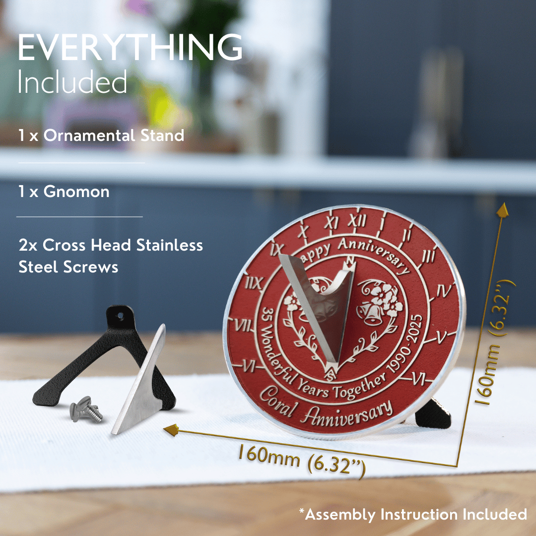 Coral 35th Anniversary Sundial Gift - The Metal Foundry