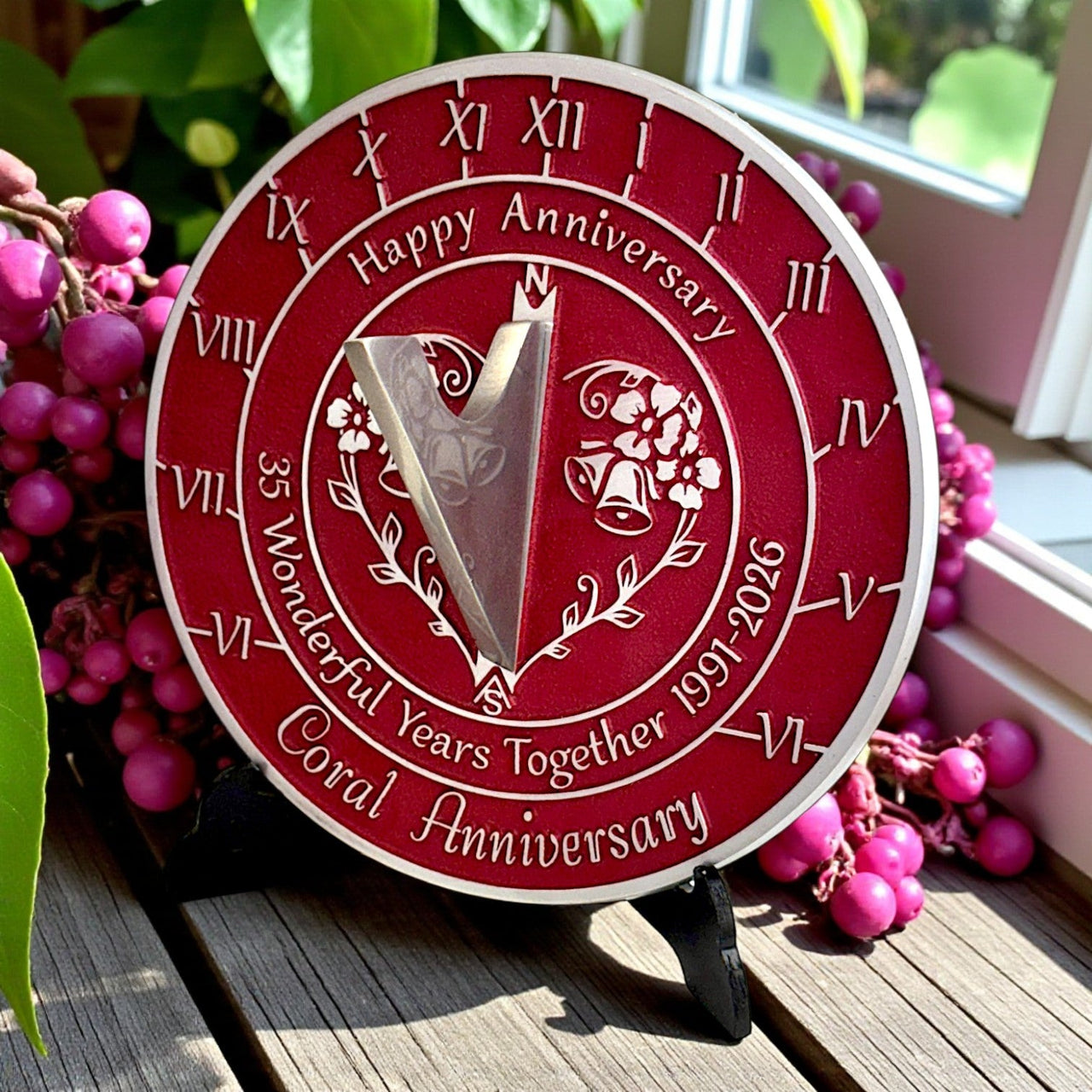 Coral 35th Anniversary Sundial Gift - The Metal Foundry