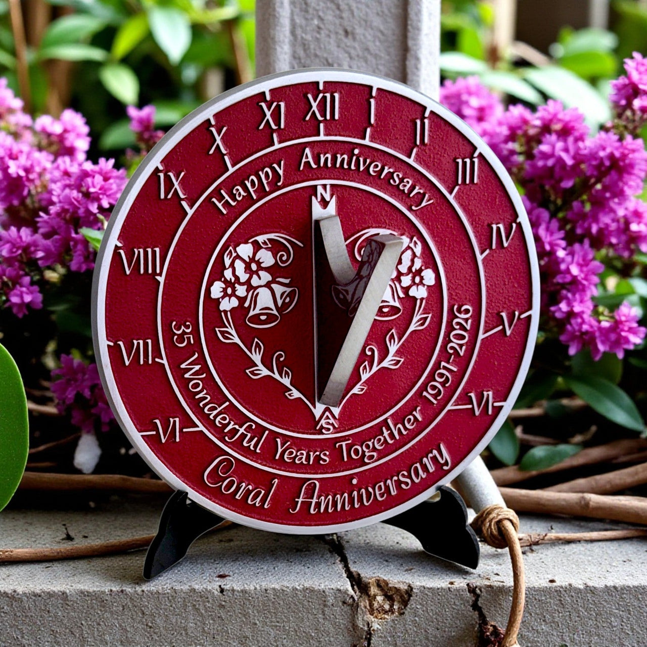 Coral 35th Anniversary Sundial Gift - The Metal Foundry