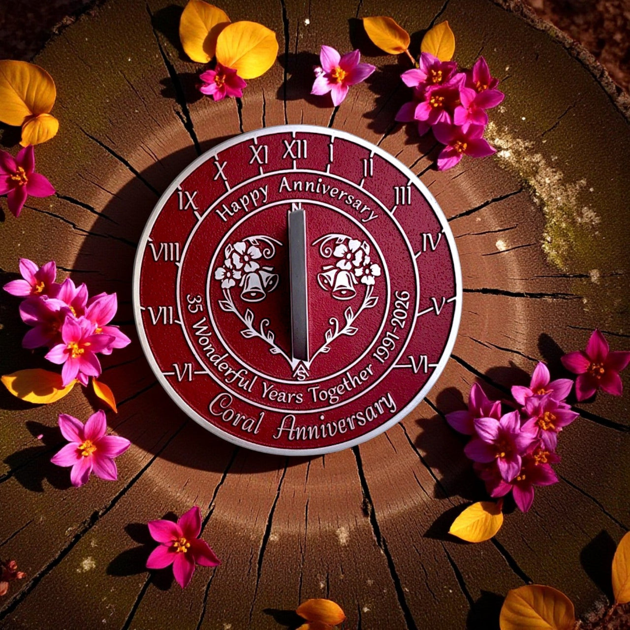 Coral 35th Anniversary Sundial Gift - The Metal Foundry