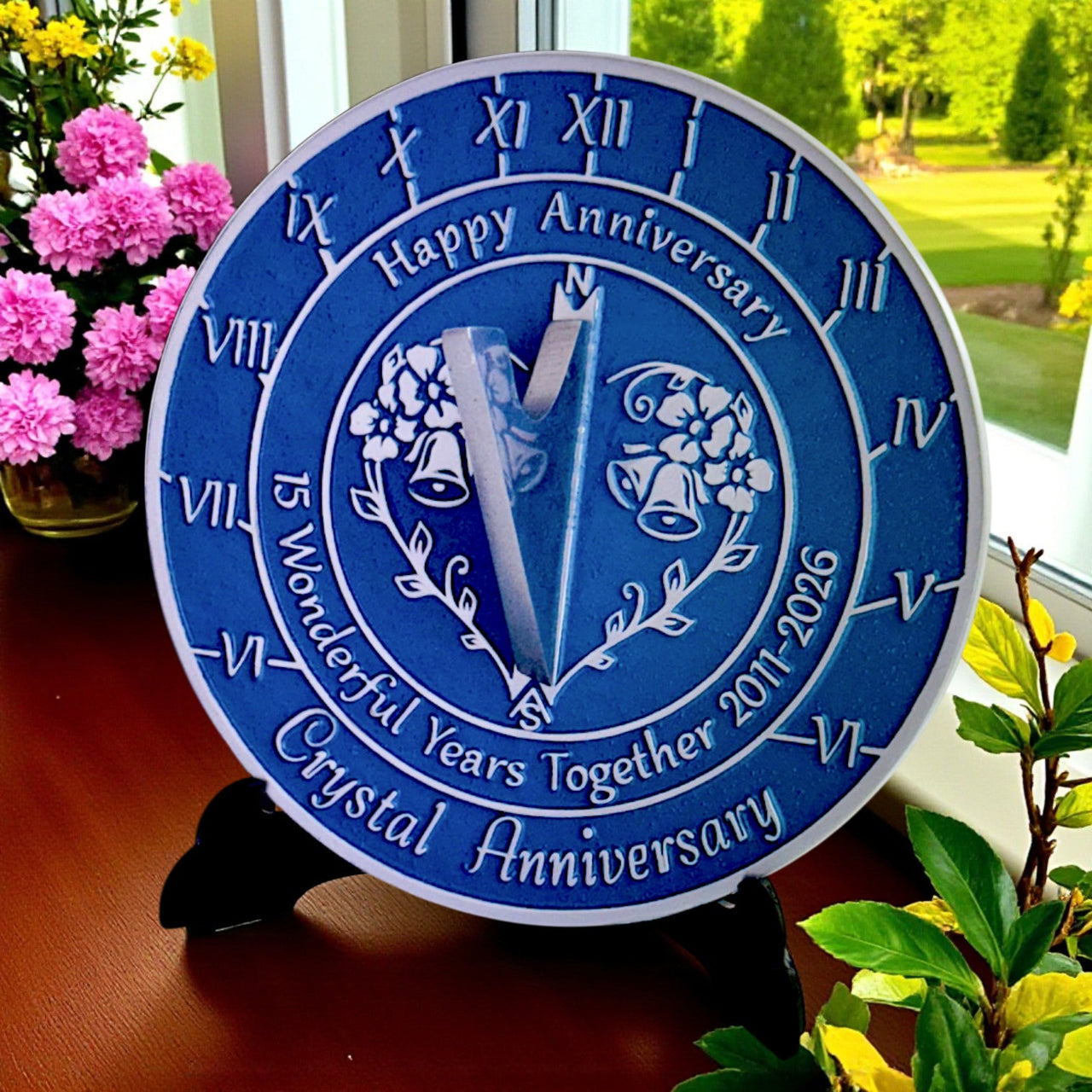 Crystal 15th Anniversary Sundial Gift - The Metal Foundry