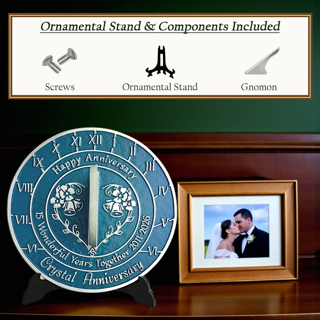 Crystal 15th Anniversary Sundial Gift - The Metal Foundry