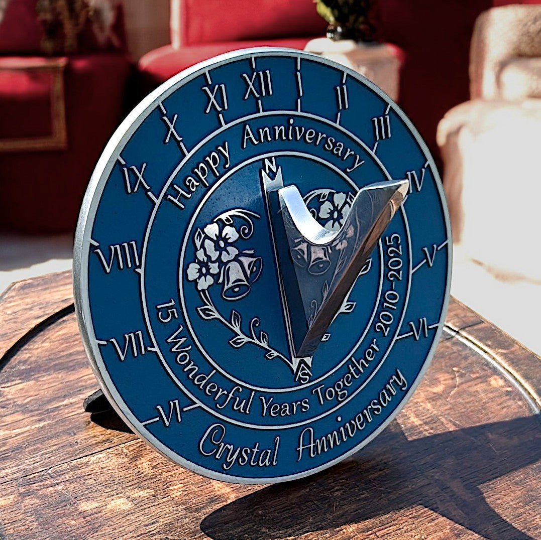 Crystal 15th Anniversary Sundial Gift - The Metal Foundry