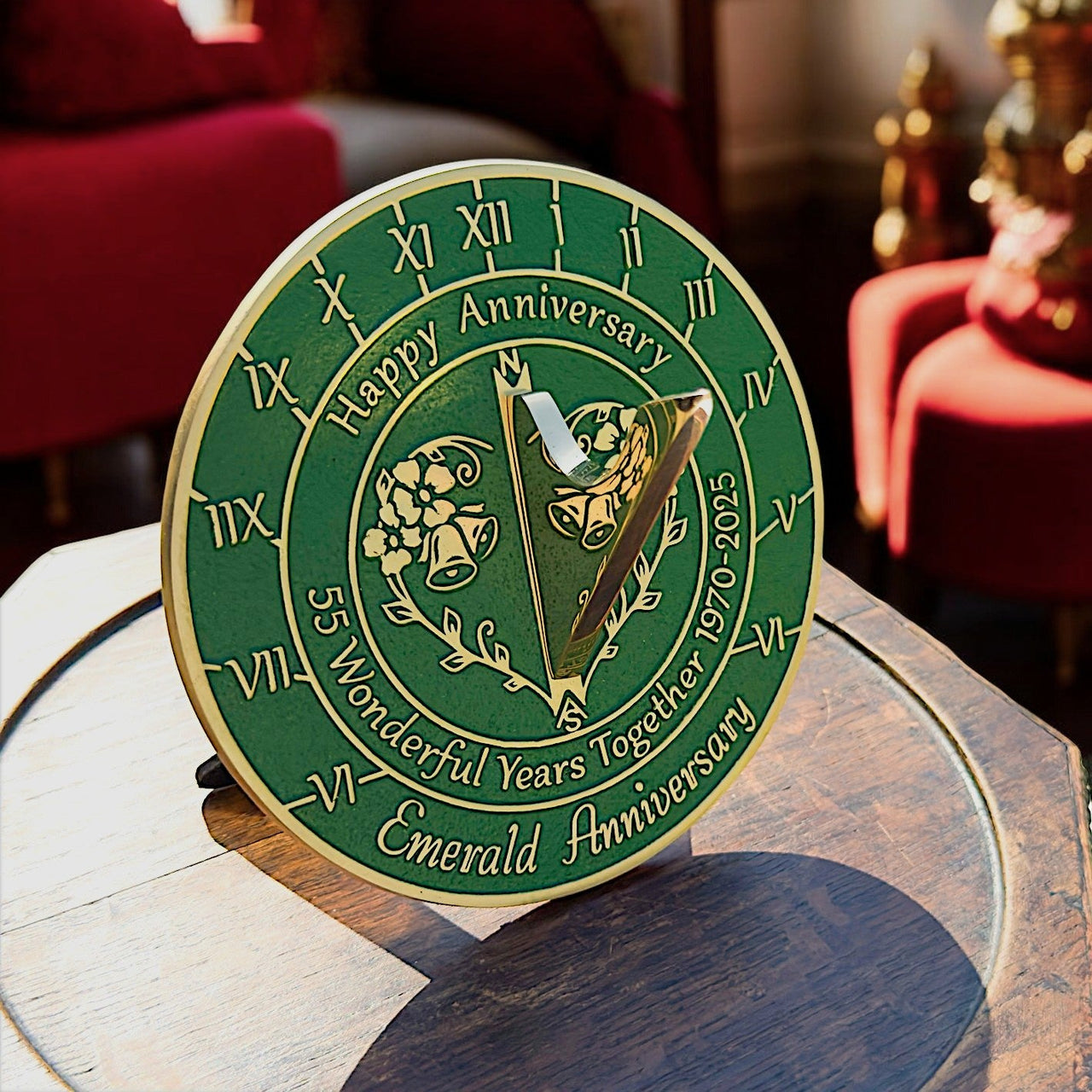 Emerald 55th Anniversary Sundial Gift - The Metal Foundry