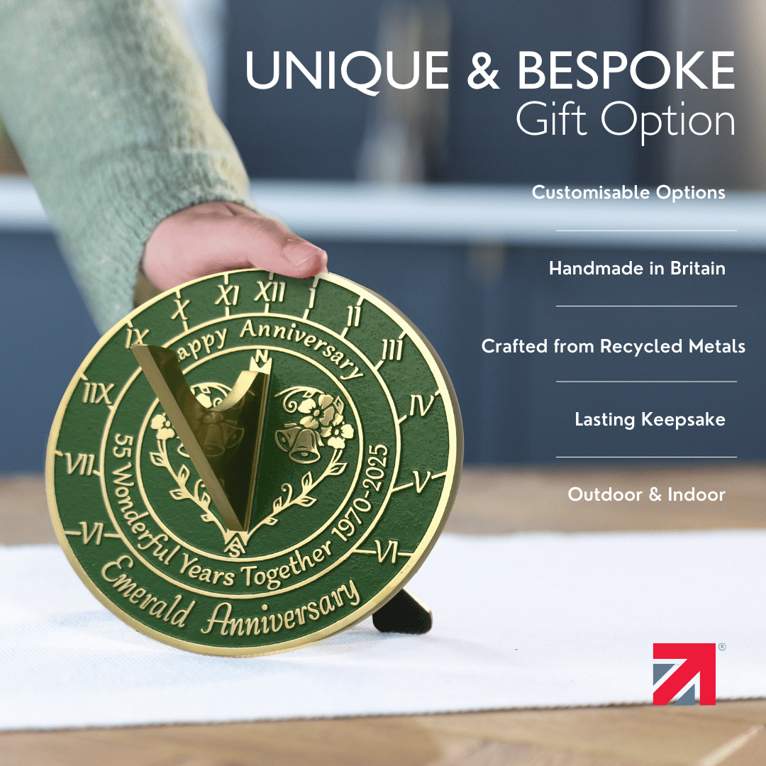 Emerald 55th Anniversary Sundial Gift - The Metal Foundry