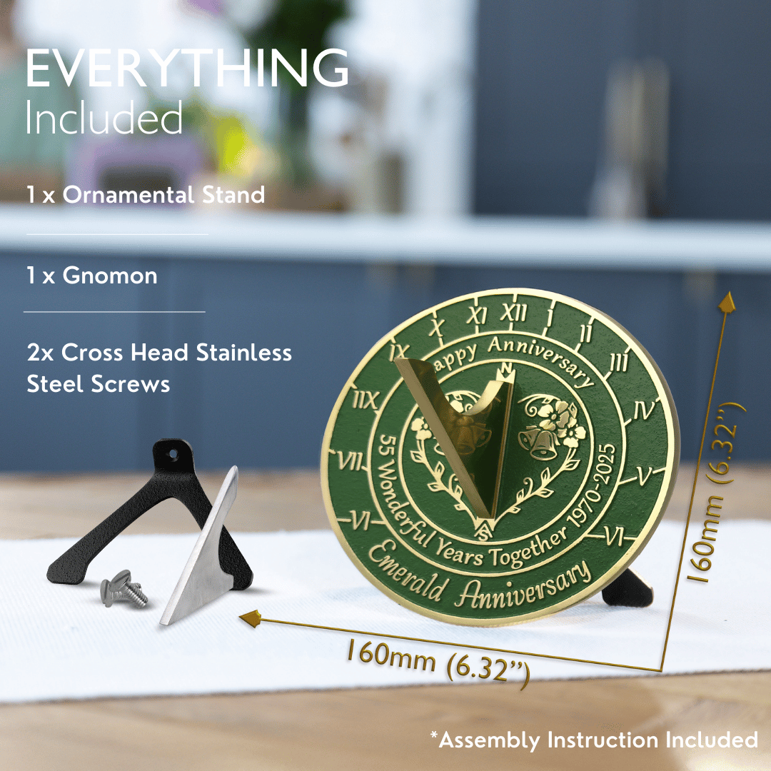 Emerald 55th Anniversary Sundial Gift - The Metal Foundry
