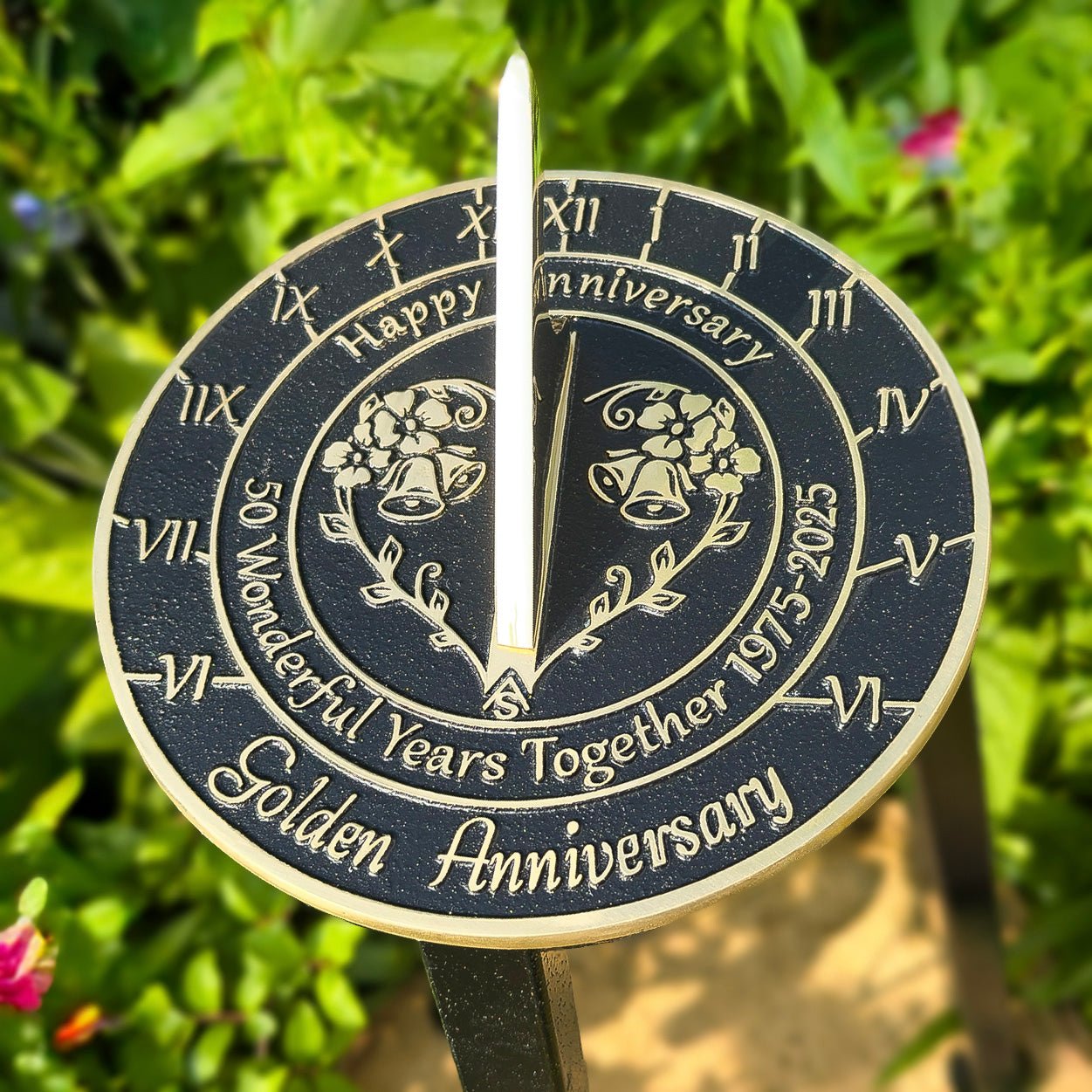 Golden 50th Anniversary Sundial Gift - The Metal Foundry