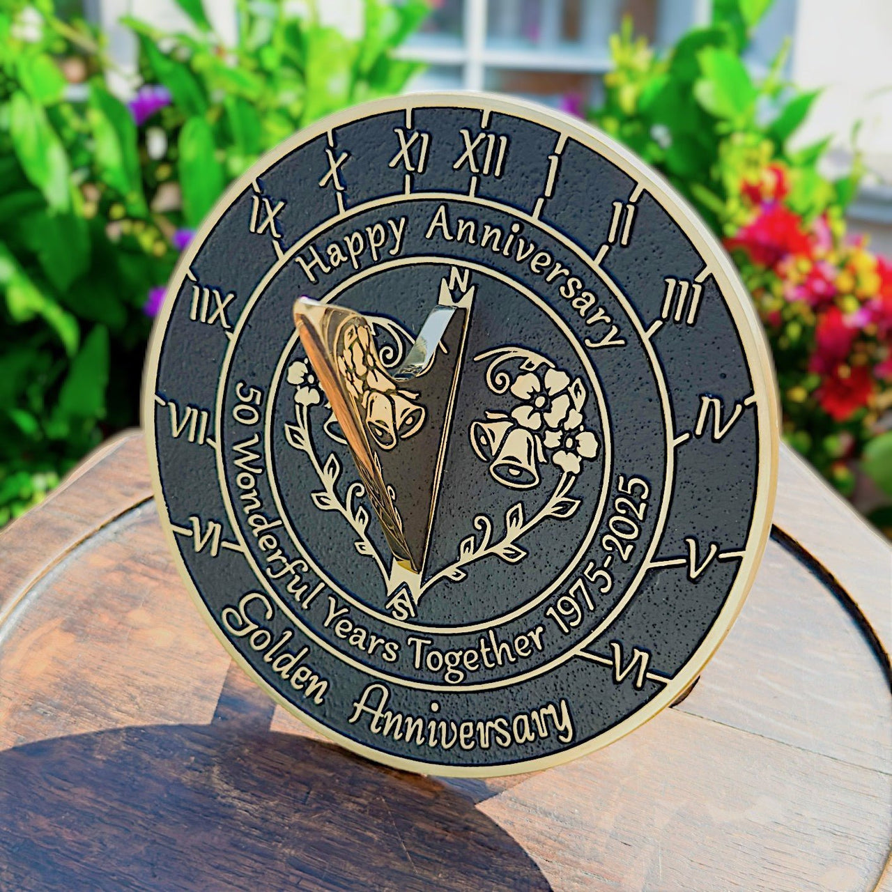 Golden 50th Anniversary Sundial Gift - The Metal Foundry
