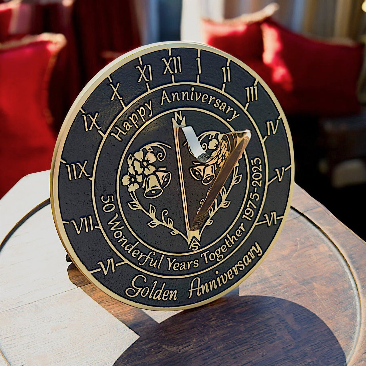 Golden 50th Anniversary Sundial Gift - The Metal Foundry