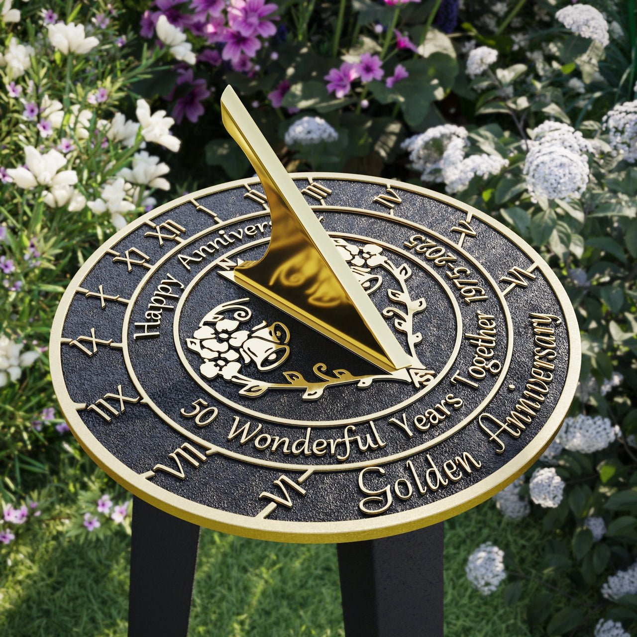 Golden 50th Anniversary Sundial Gift - The Metal Foundry