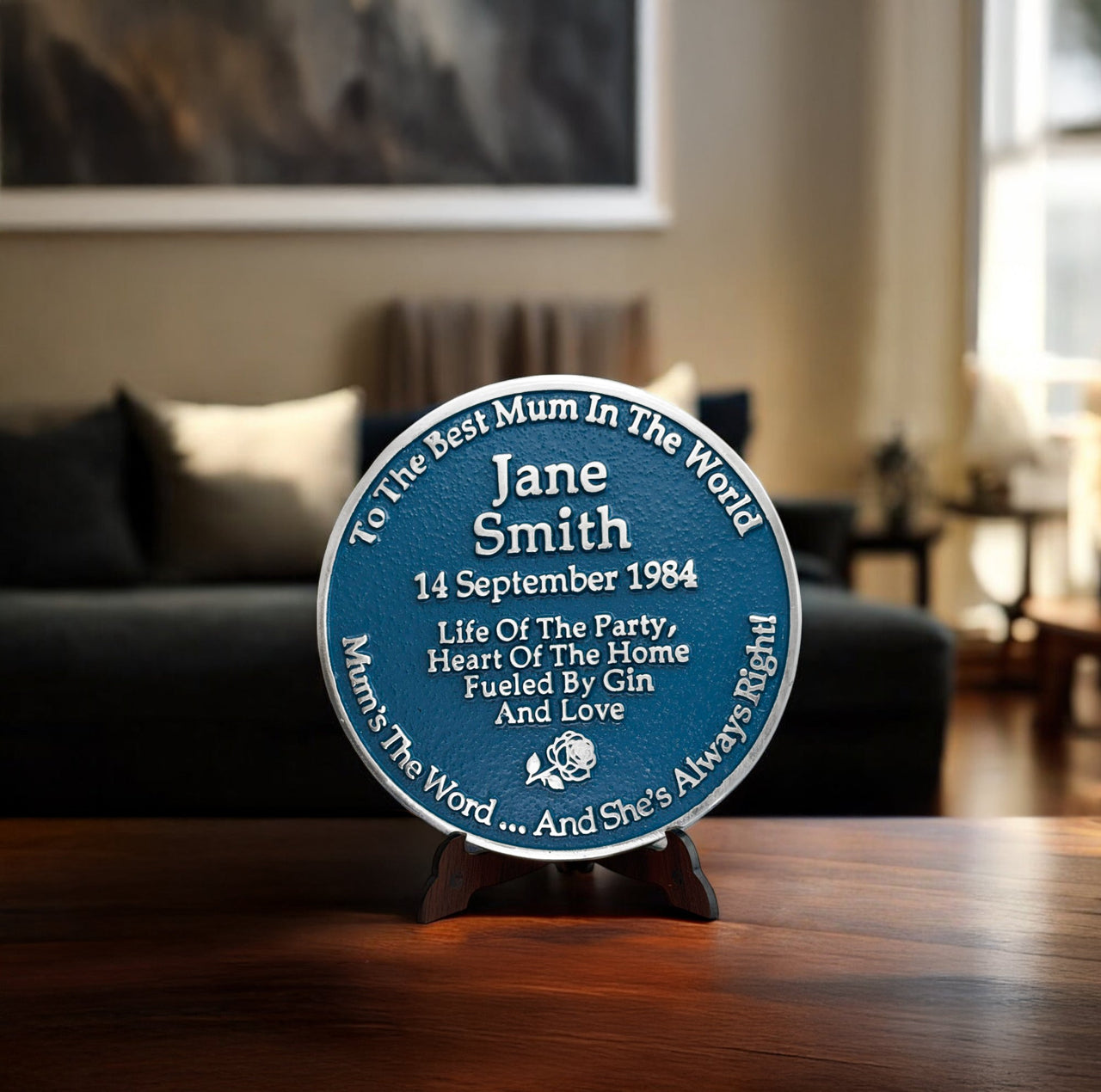 Mothers Day Blue Plaque Gift (Woman of Great Importance) - The Metal Foundry