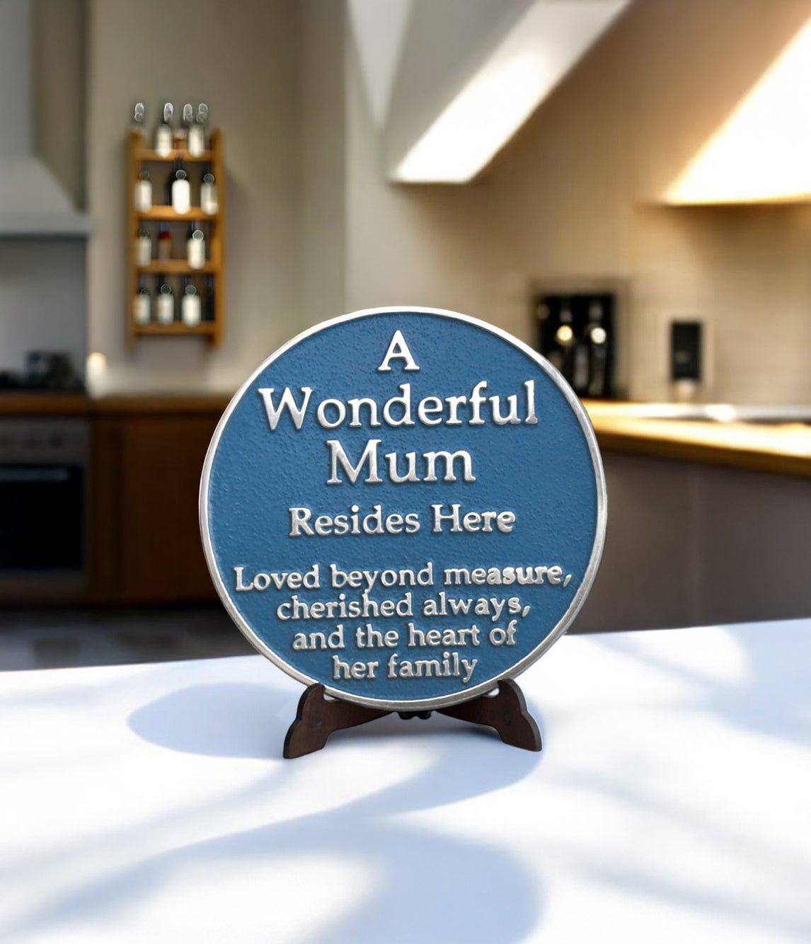 Mothers Day Blue Plaque Gift (Wonderful Mum) - The Metal Foundry