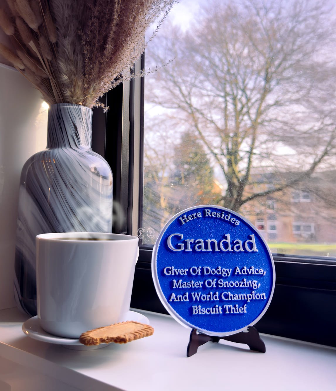 Ornamental Small Blue Heritage Plaque For Grandad Gift - The Metal Foundry