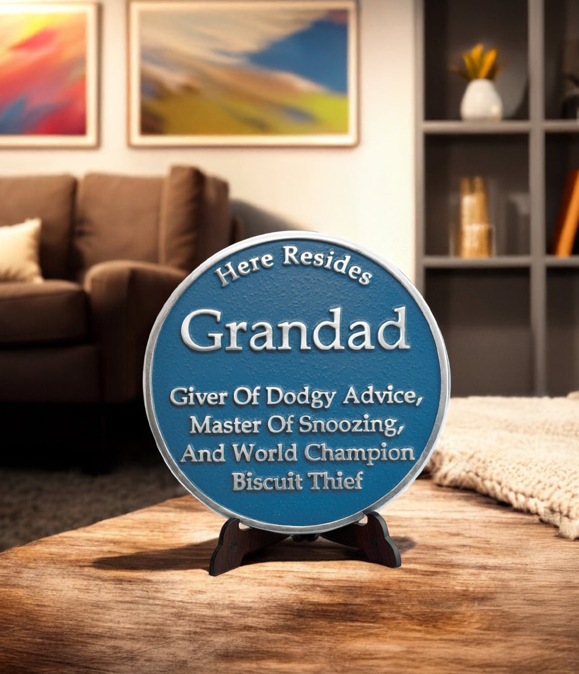 Ornamental Small Blue Heritage Plaque For Grandad Gift - The Metal Foundry