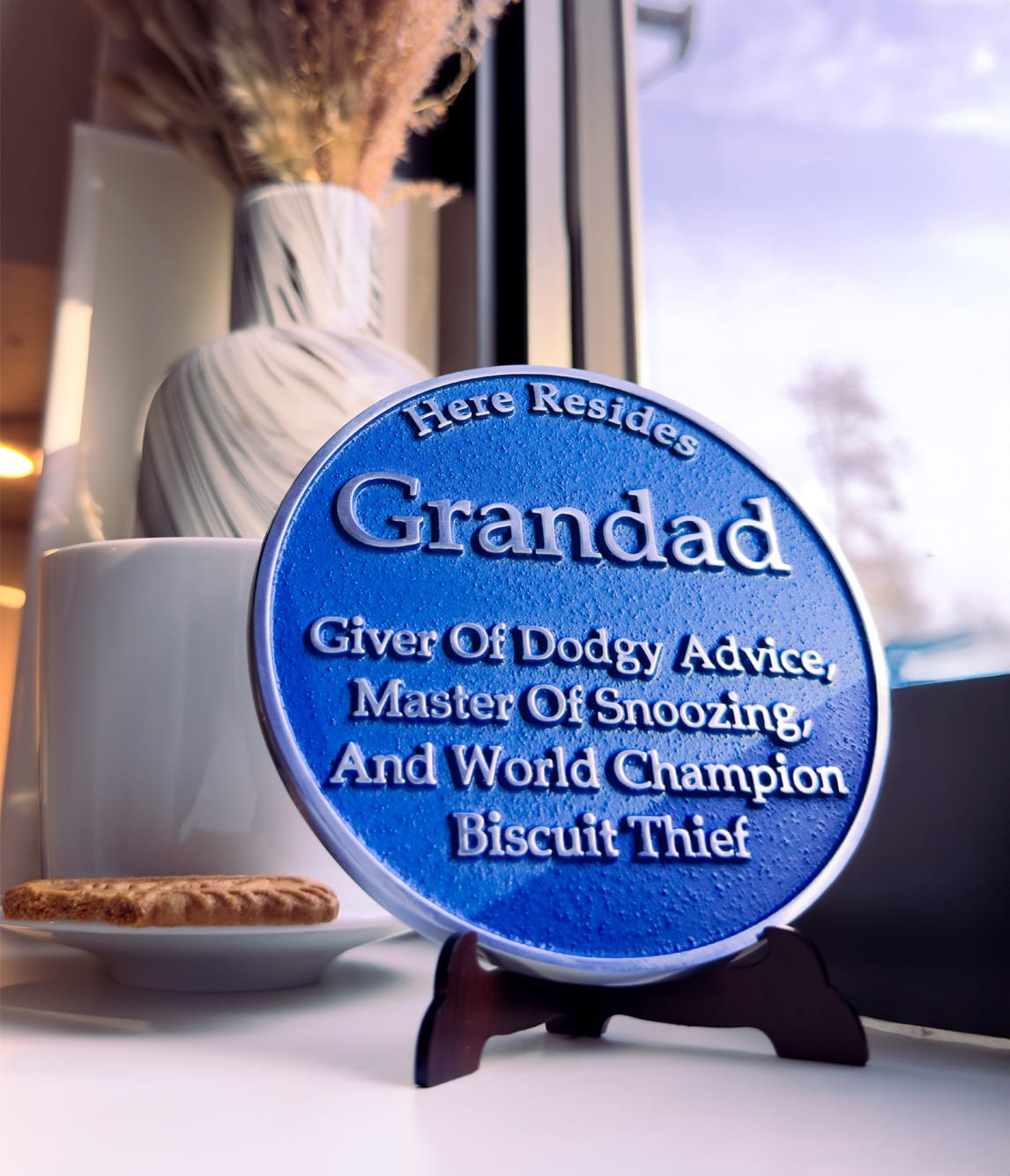 Ornamental Small Blue Heritage Plaque For Grandad Gift - The Metal Foundry