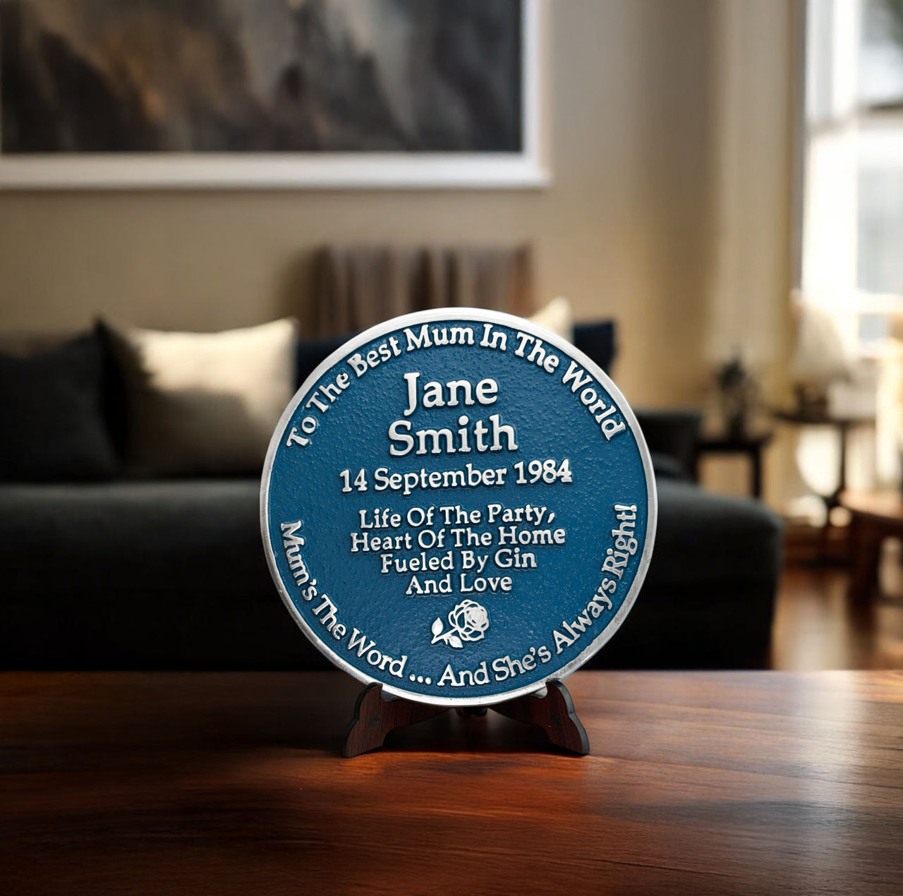 Mothers Day Blue Plaque Gift (Wonderful Mum)