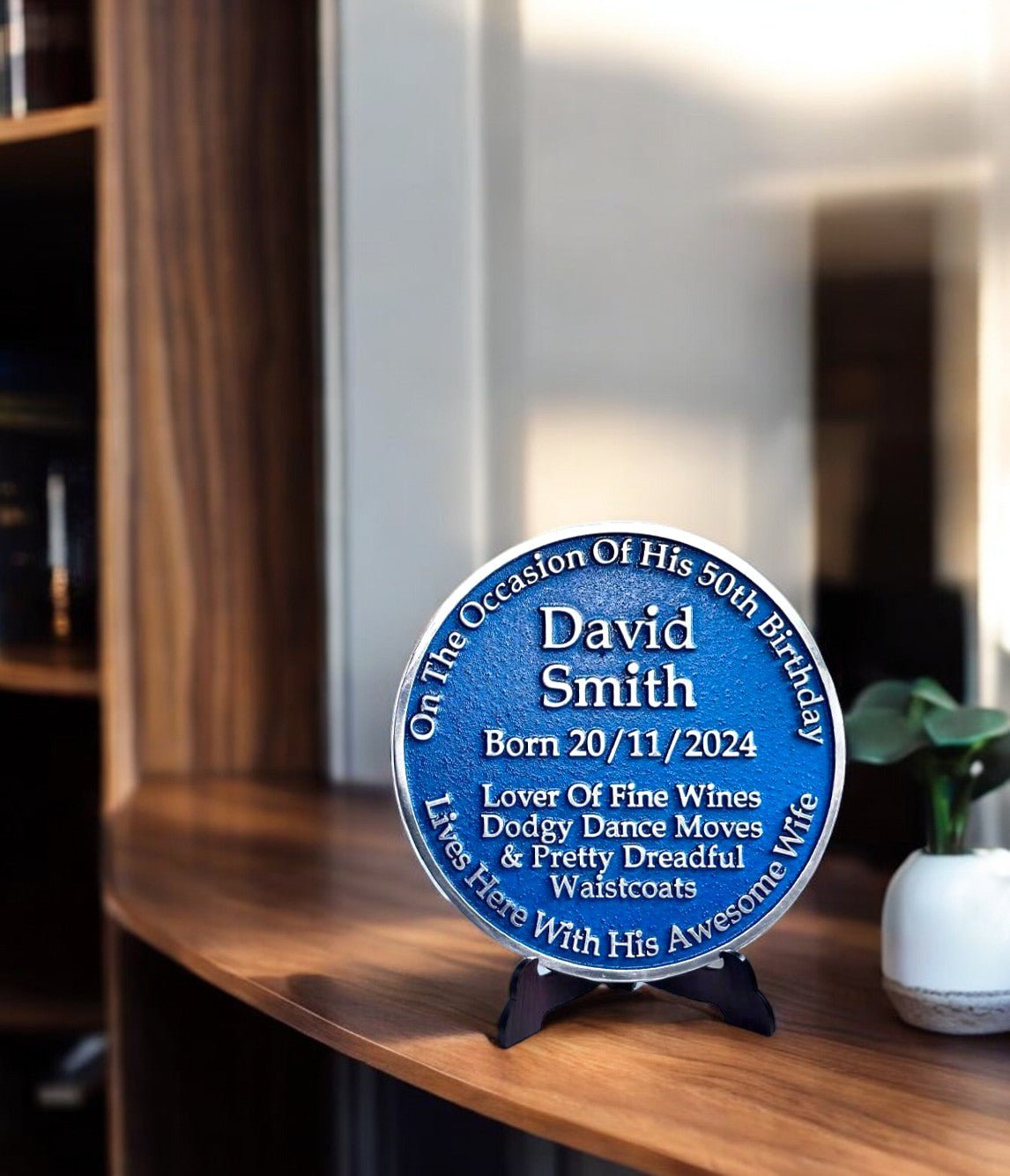 Personalised Ornamental Small Blue Heritage Plaque Gift - The Metal Foundry