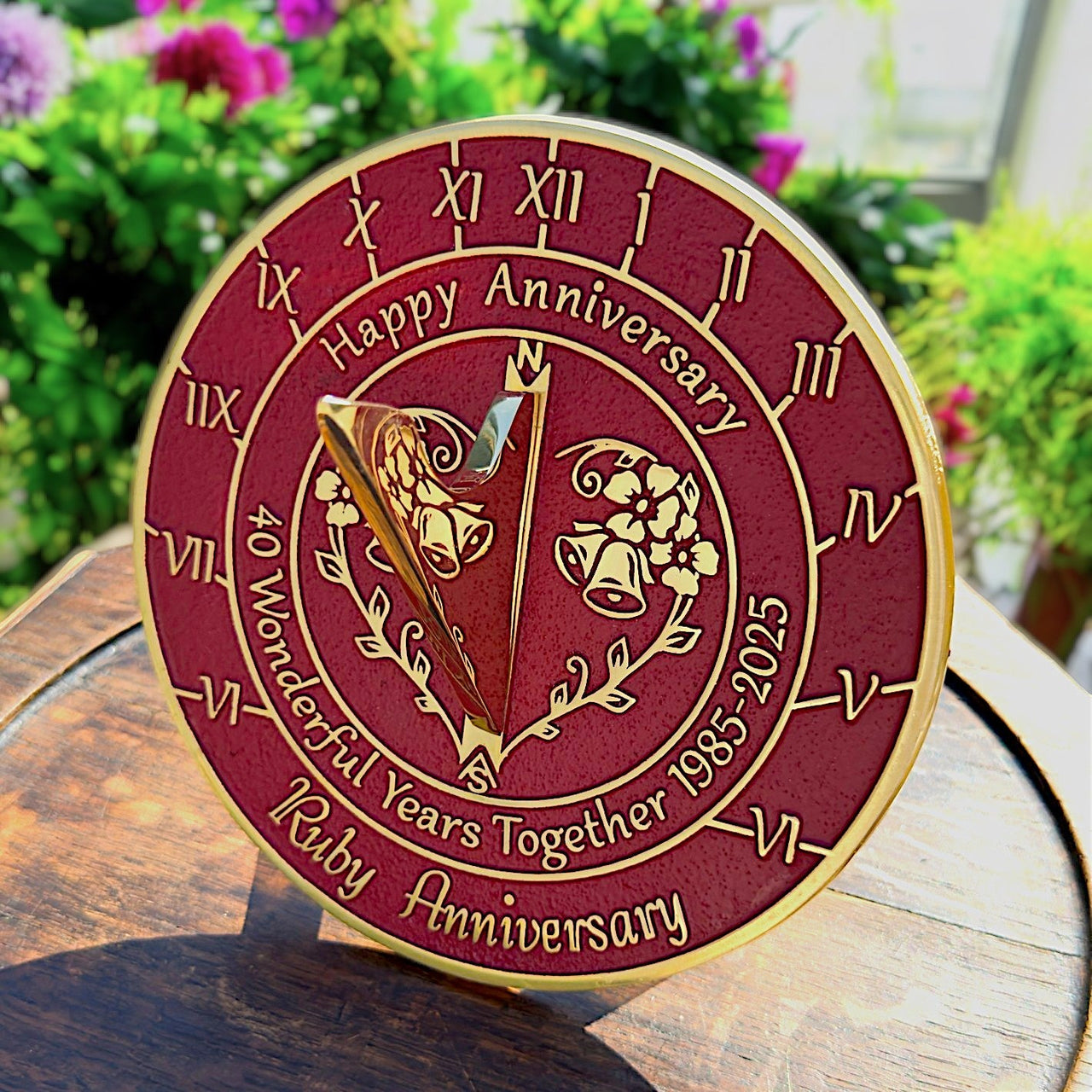 Ruby 40th Anniversary Sundial Gift - The Metal Foundry