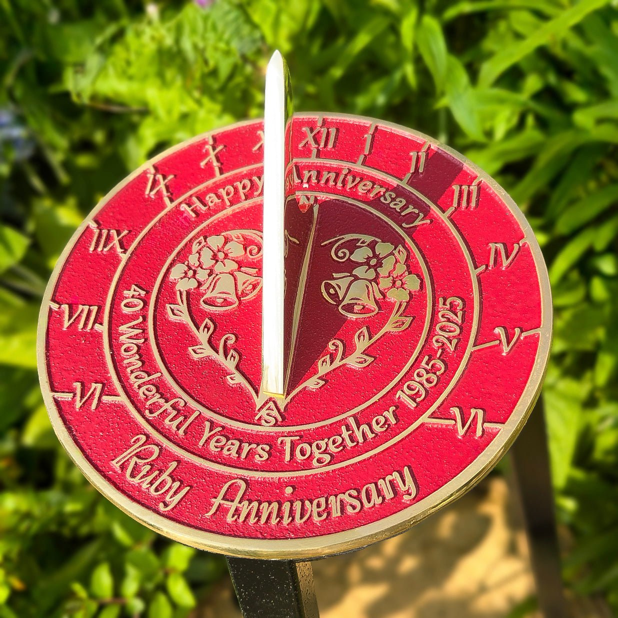 Ruby 40th Anniversary Sundial Gift - The Metal Foundry