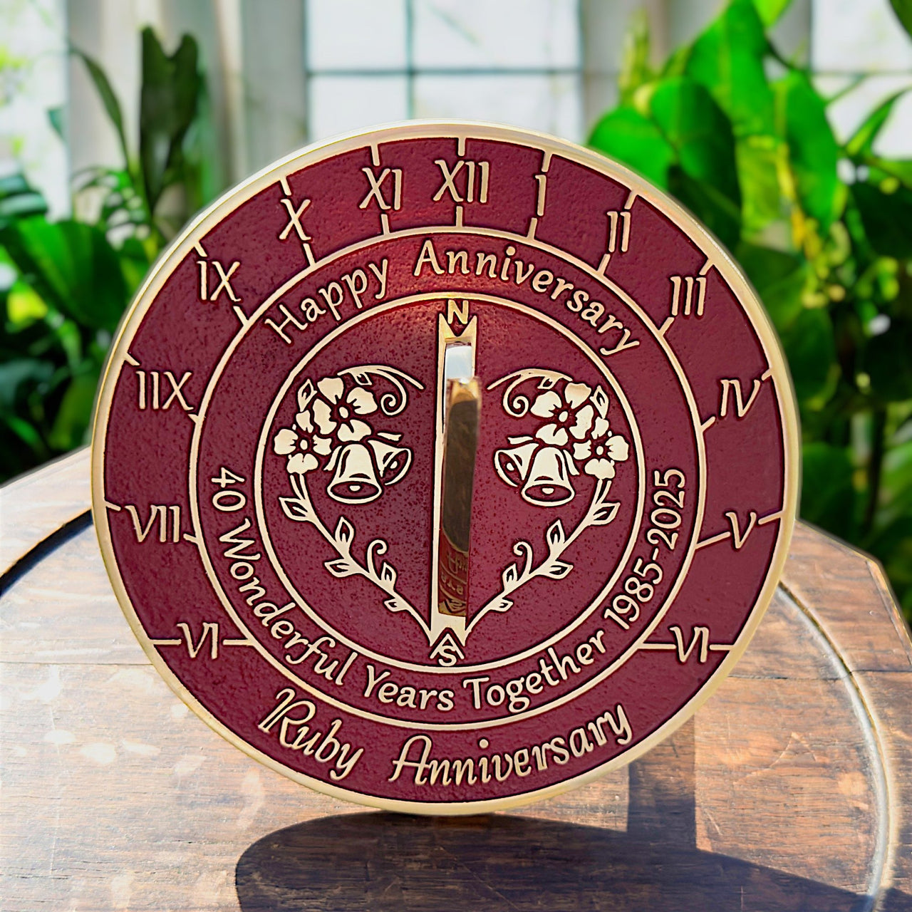 Ruby 40th Anniversary Sundial Gift - The Metal Foundry