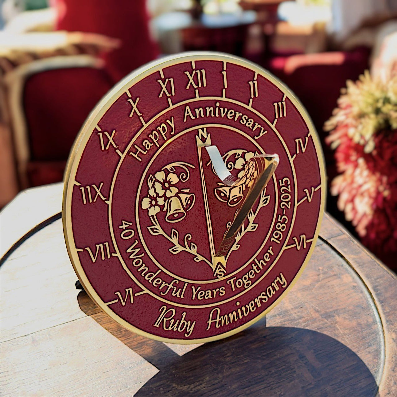 Ruby 40th Anniversary Sundial Gift - The Metal Foundry