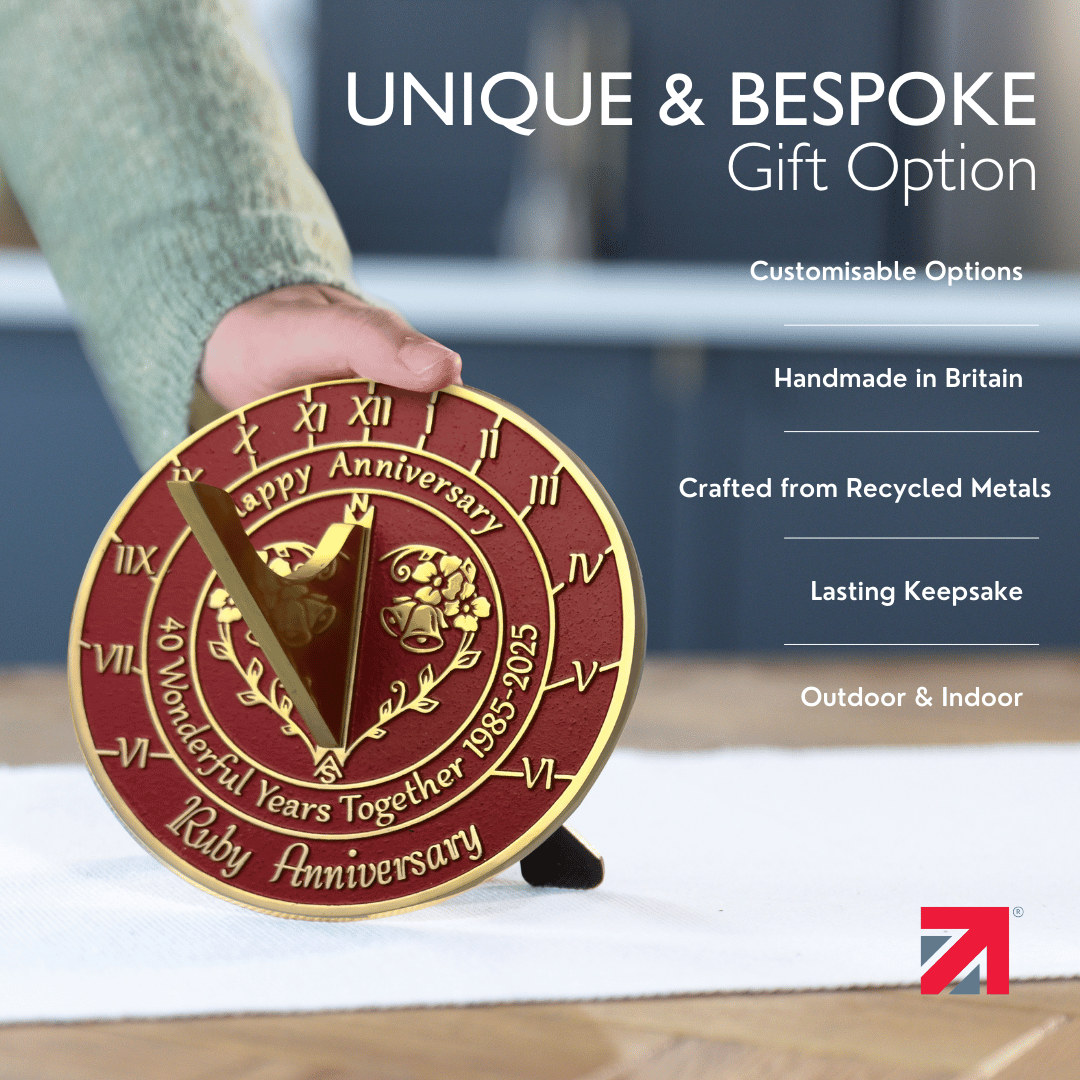 Ruby 40th Anniversary Sundial Gift - The Metal Foundry