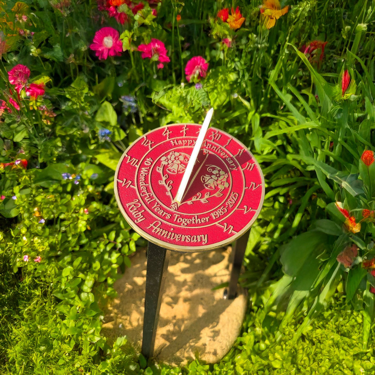Ruby 40th Anniversary Sundial Gift - The Metal Foundry