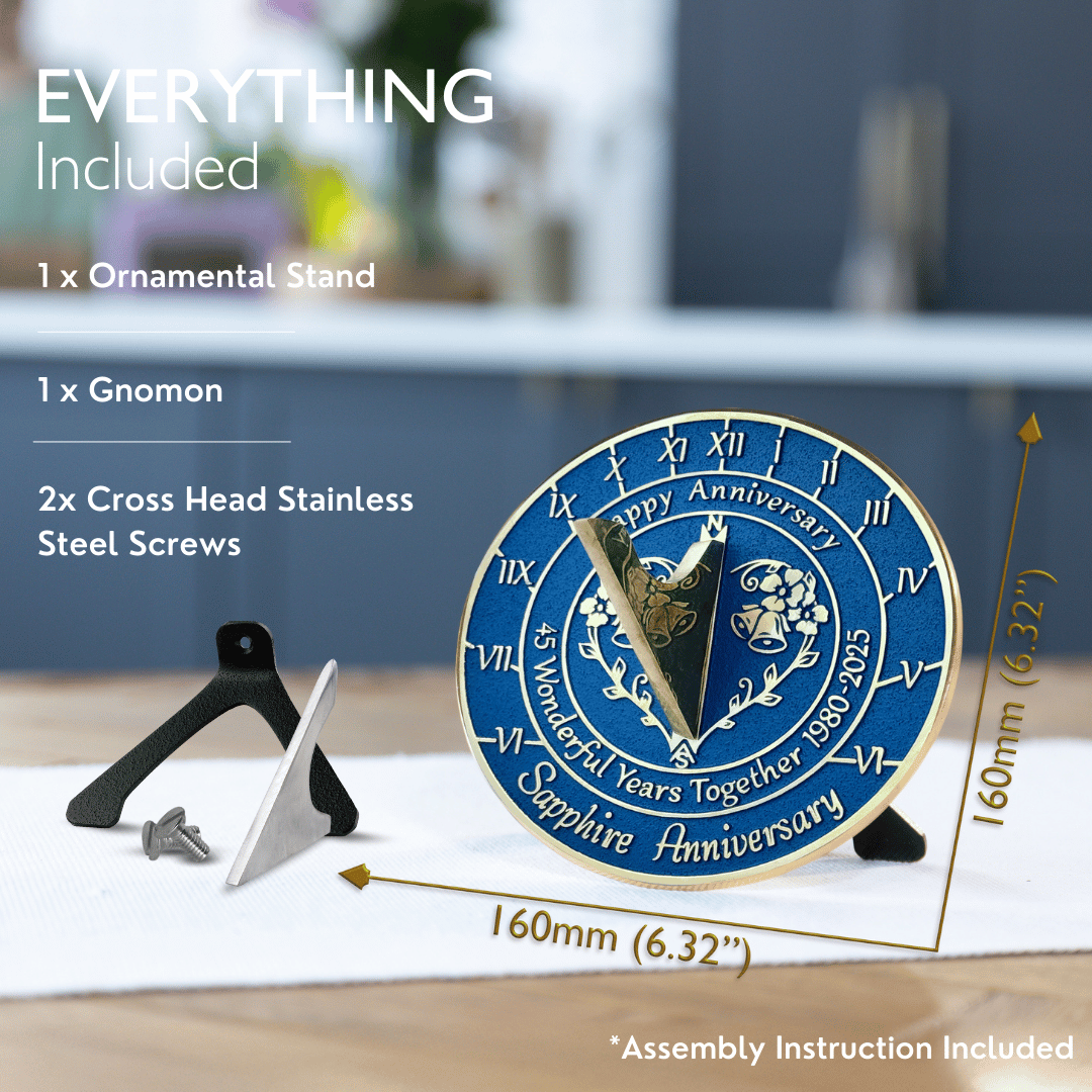 Sapphire 45th Anniversary Sundial Gift - The Metal Foundry