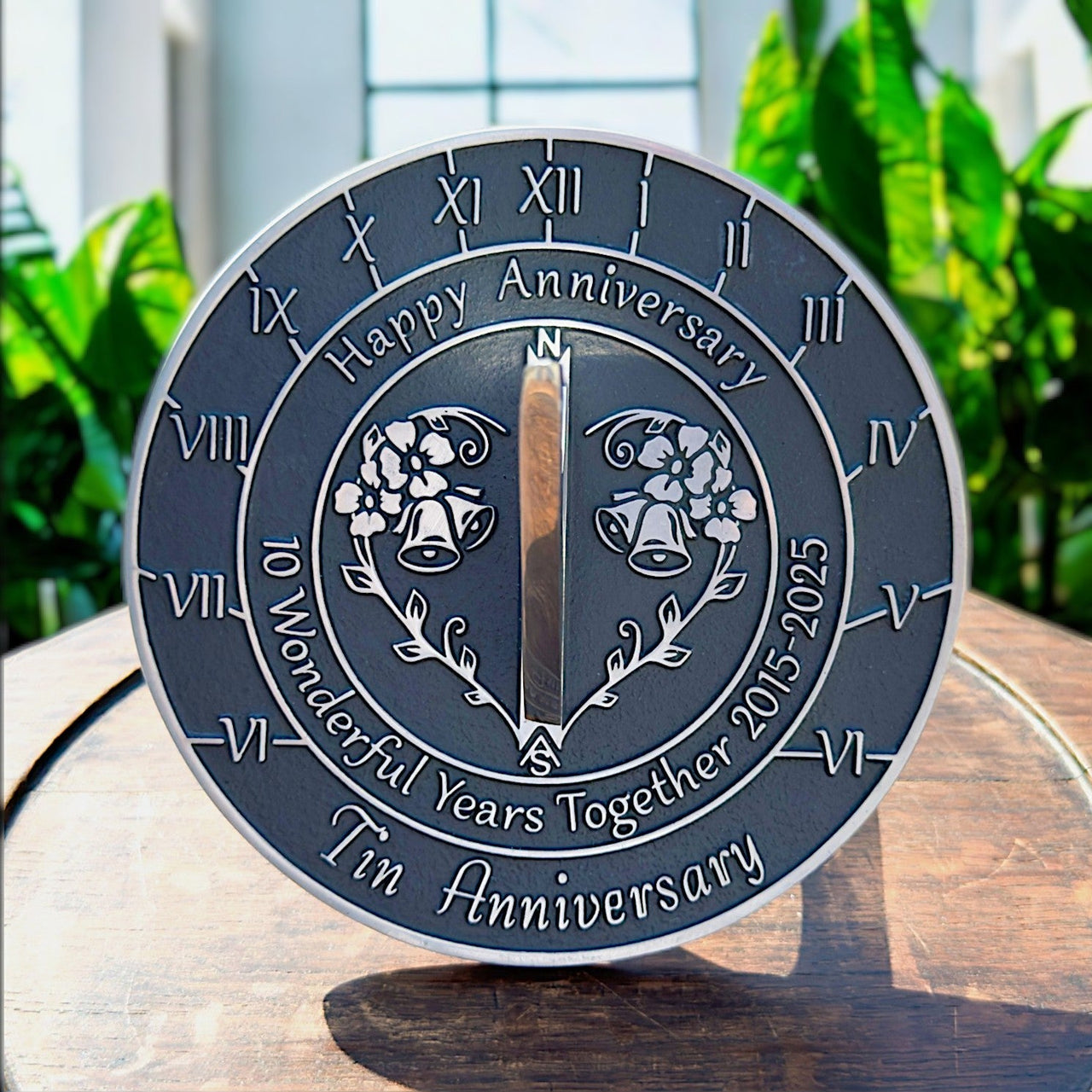 Tin 10th Anniversary Sundial Gift - The Metal Foundry