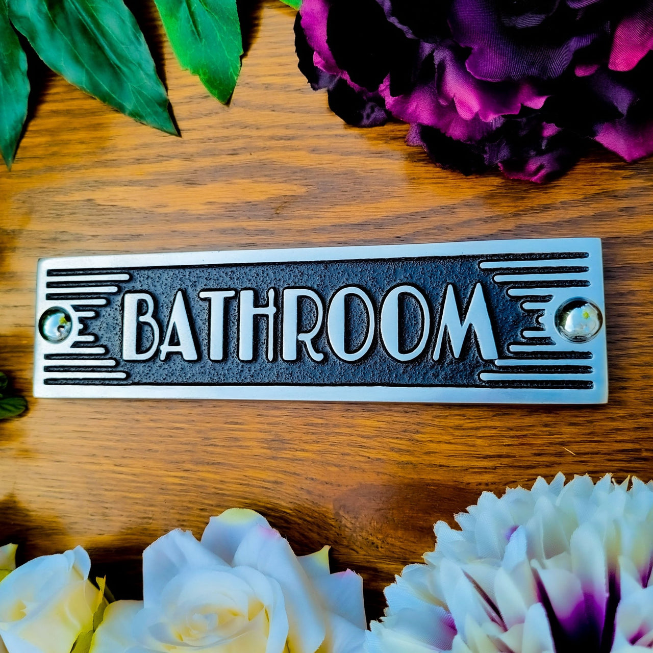 Art Deco 'Bathroom' Sign - The Metal Foundry