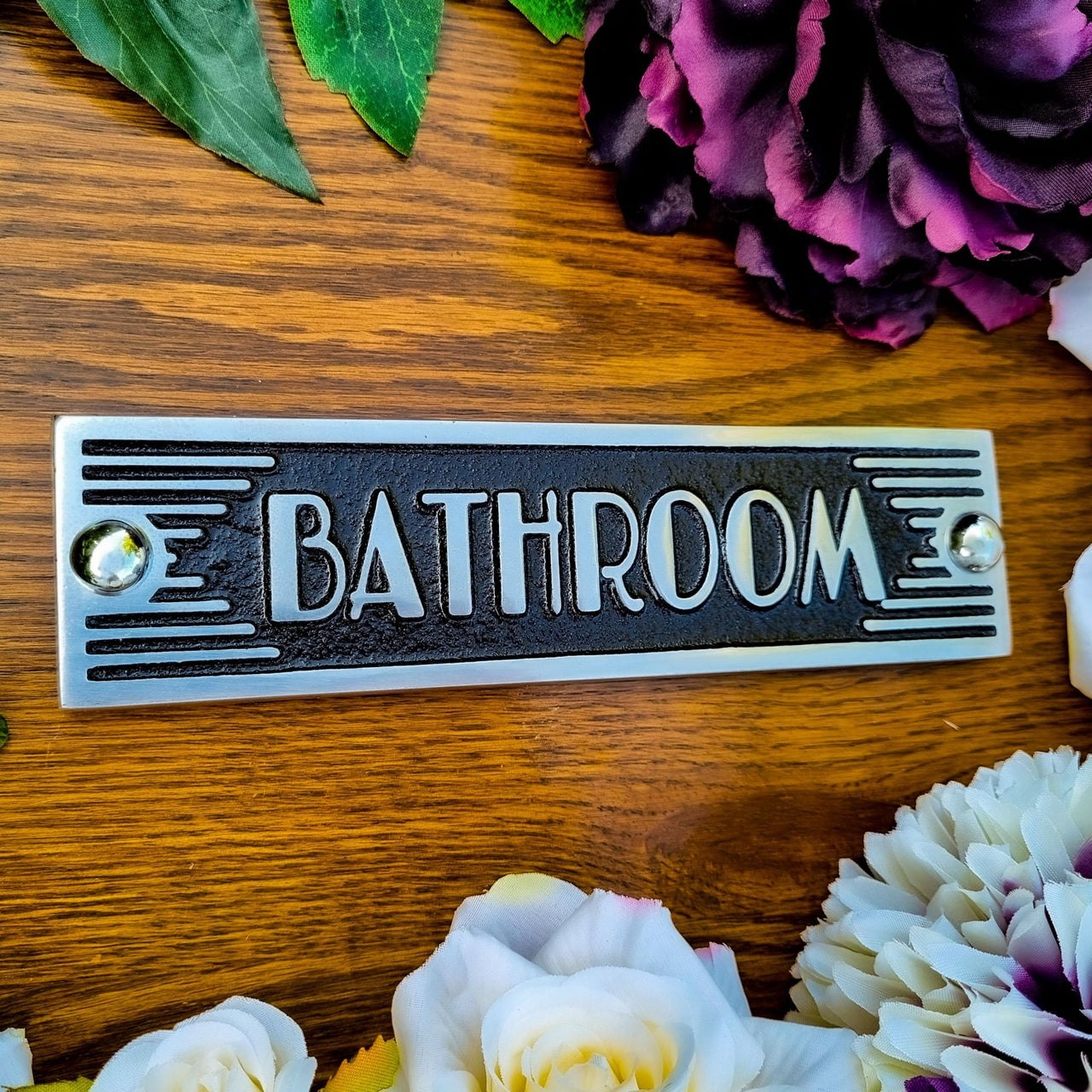 Art Deco 'Bathroom' Sign - The Metal Foundry