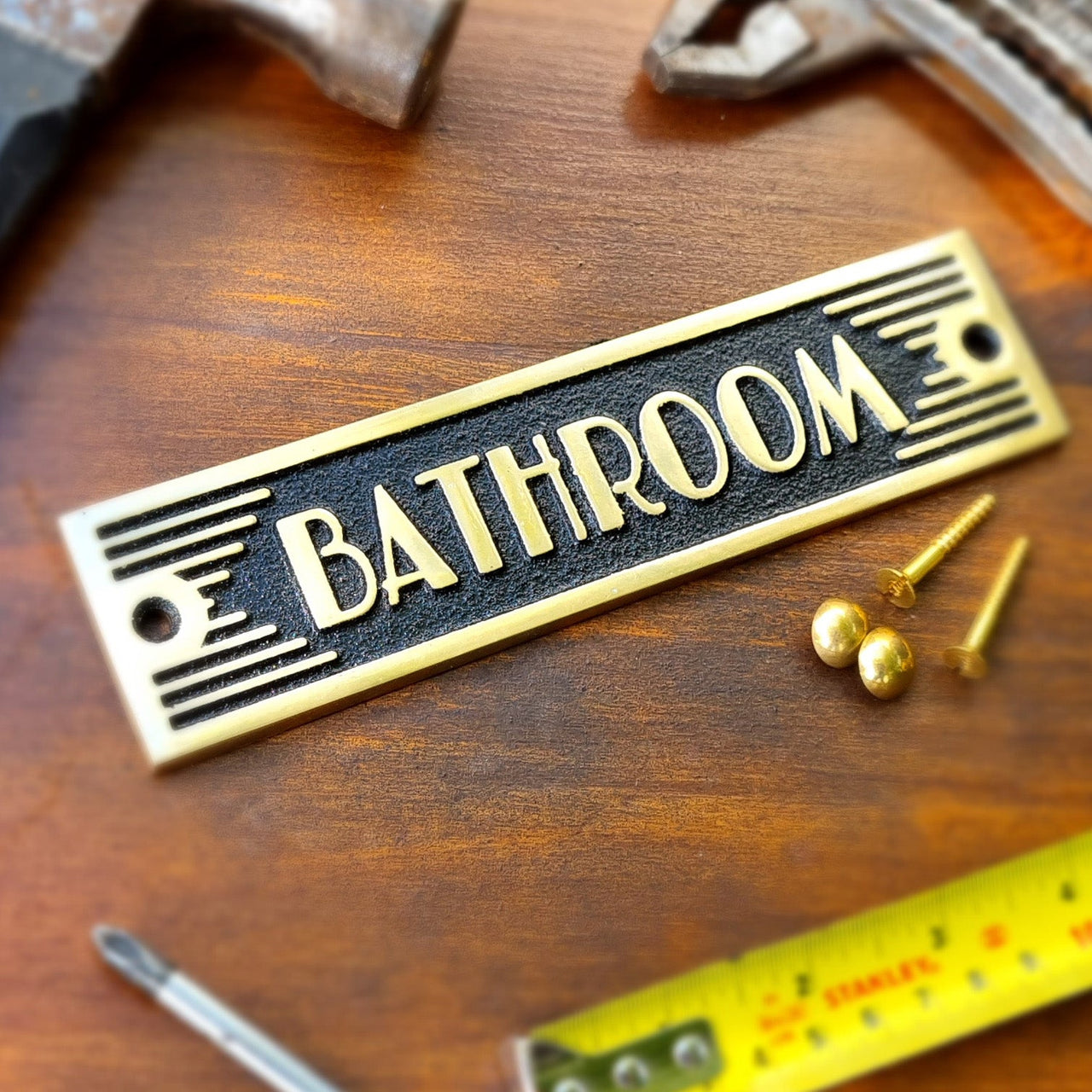 Art Deco 'Bathroom' Sign - The Metal Foundry