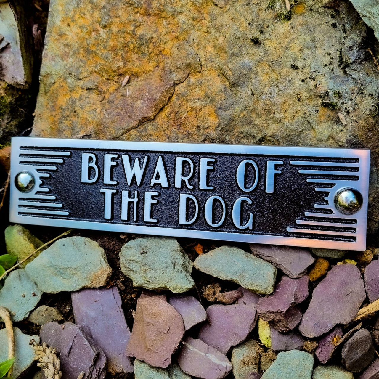 Art Deco 'Beware Of The Dog' Sign - The Metal Foundry