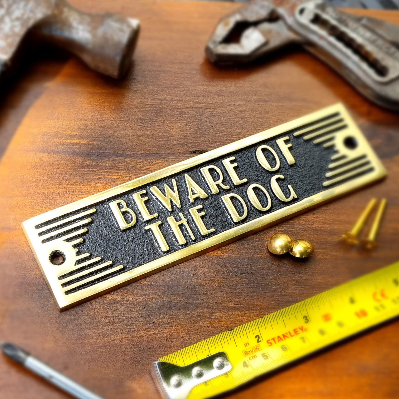 Art Deco 'Beware Of The Dog' Sign - The Metal Foundry