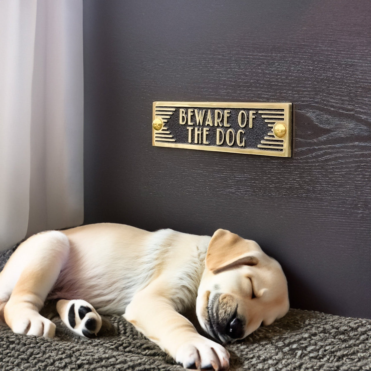 Art Deco 'Beware Of The Dog' Sign - The Metal Foundry