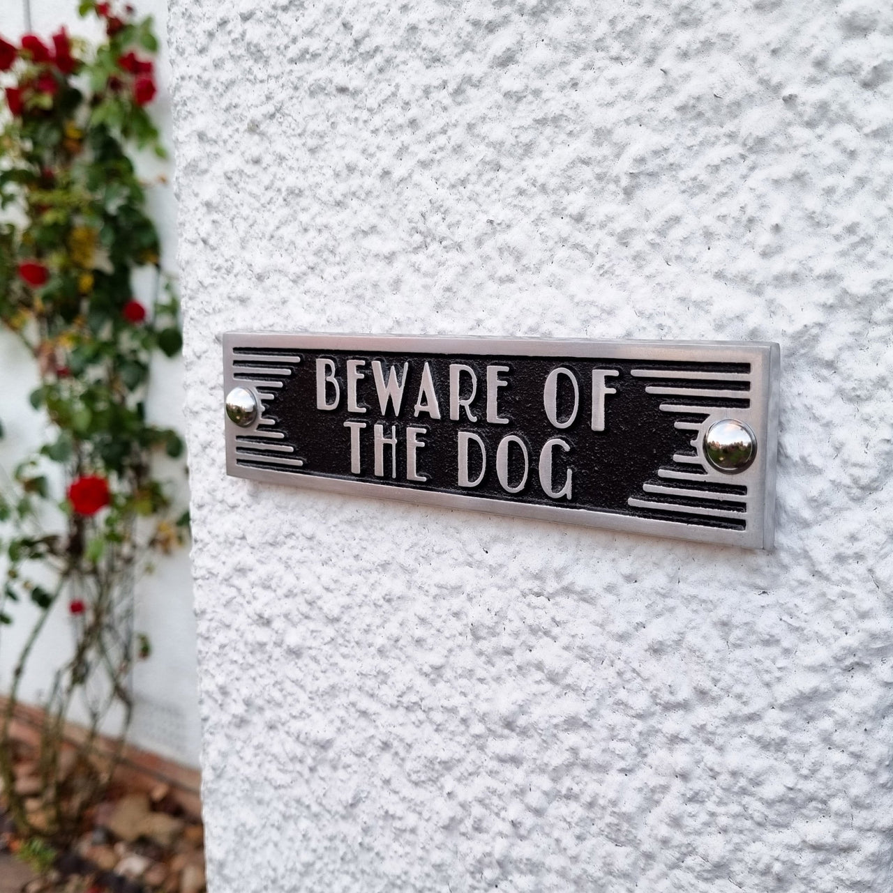 Art Deco 'Beware Of The Dog' Sign - The Metal Foundry