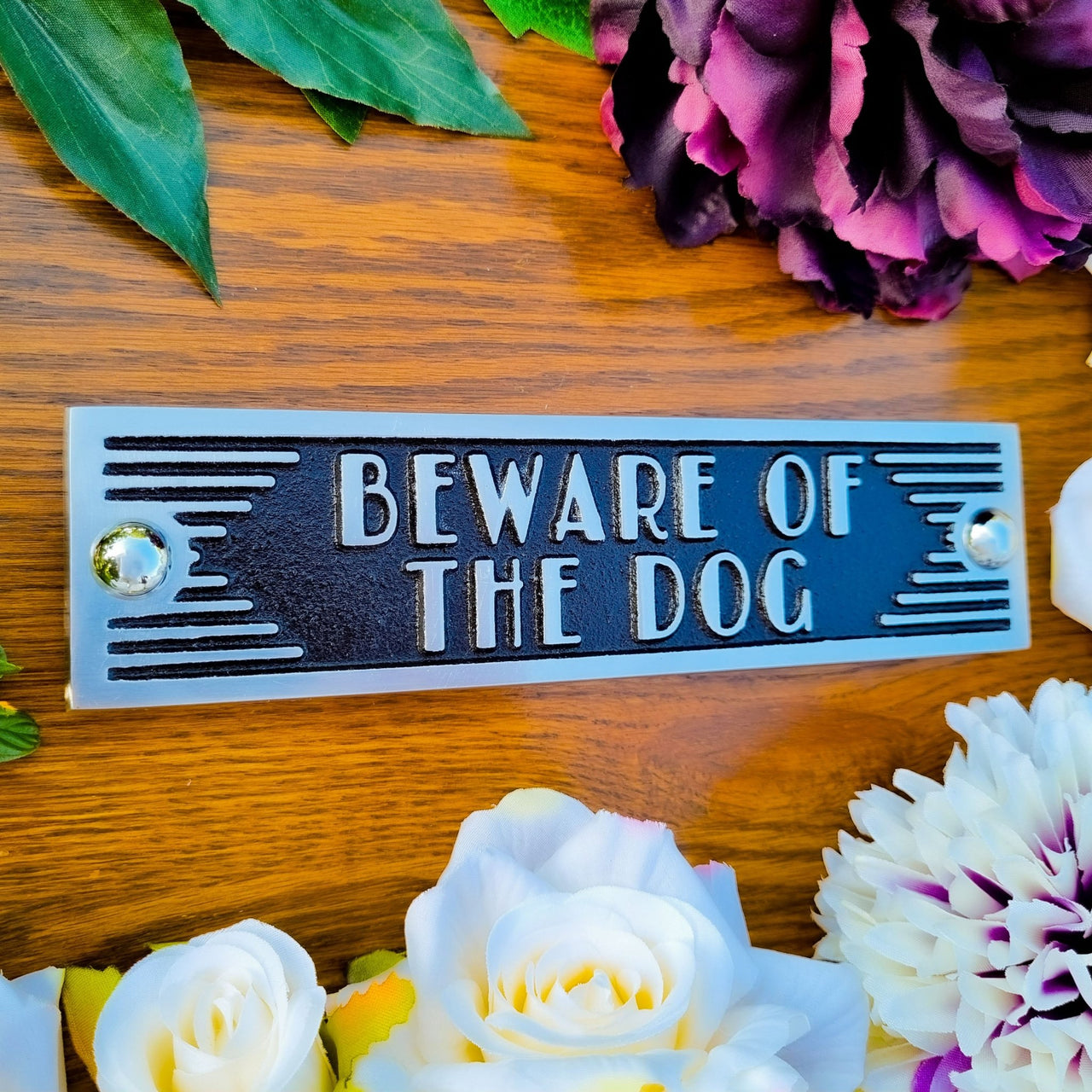 Art Deco 'Beware Of The Dog' Sign - The Metal Foundry