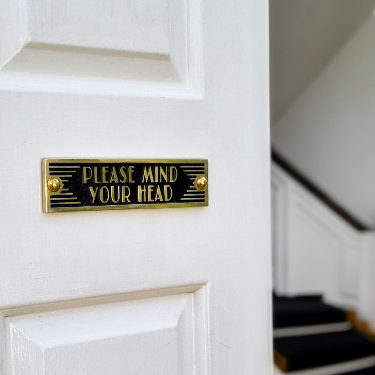 Art Deco 'Mind Your Head' Sign - The Metal Foundry