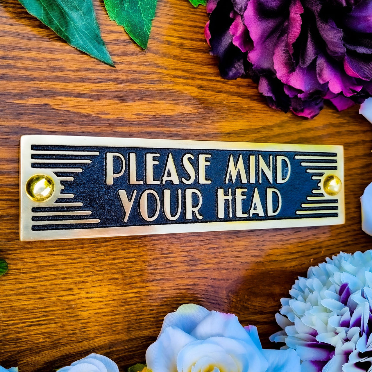 Art Deco 'Mind Your Head' Sign - The Metal Foundry