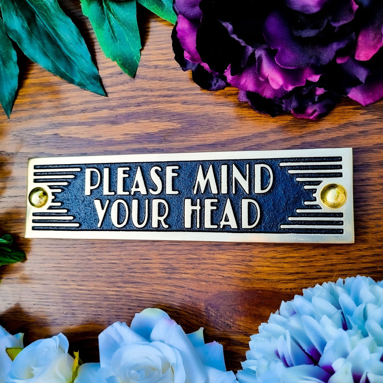 Art Deco 'Mind Your Head' Sign - The Metal Foundry