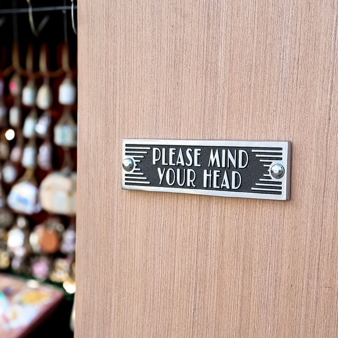 Art Deco 'Mind Your Head' Sign - The Metal Foundry