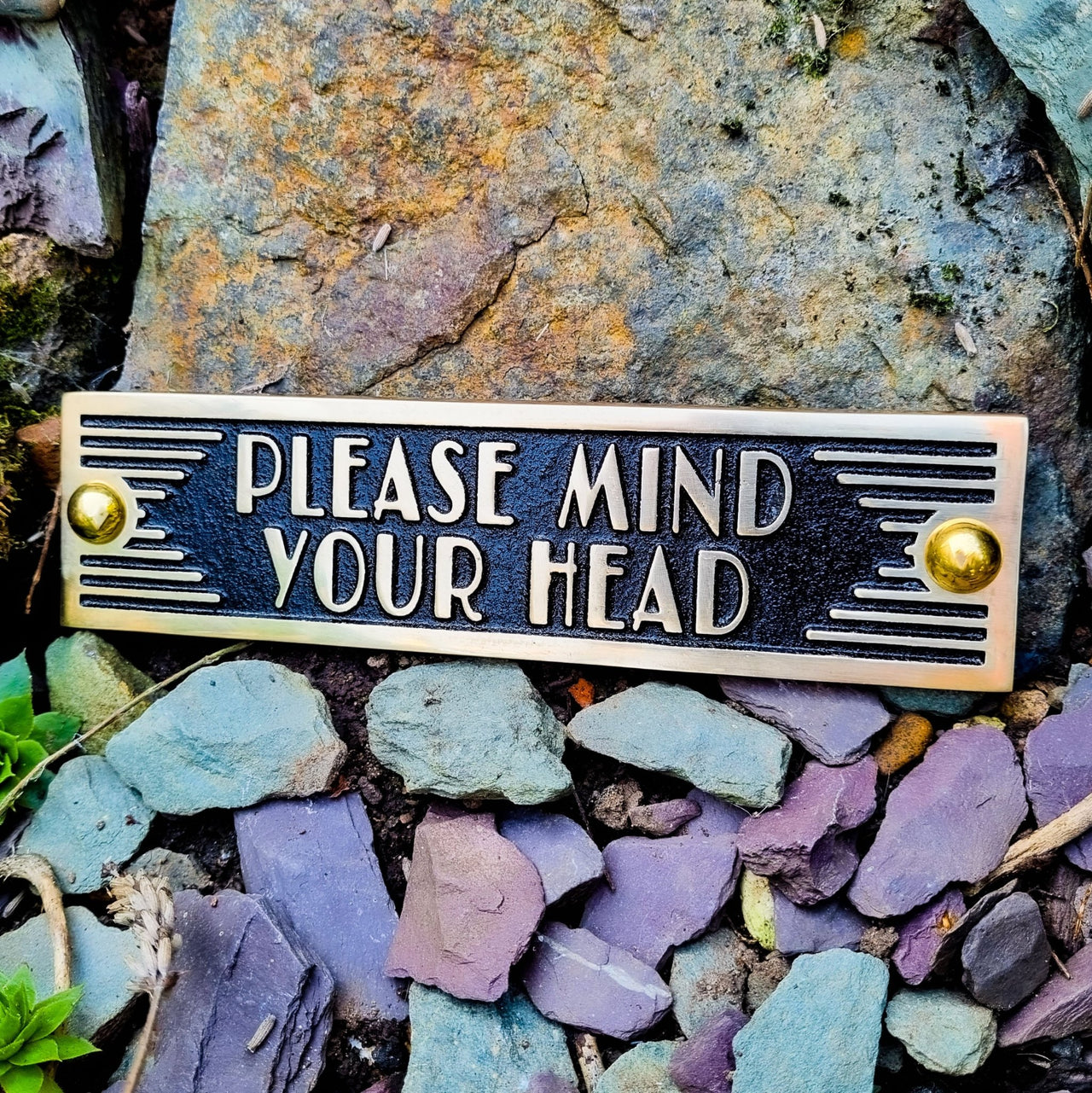 Art Deco 'Mind Your Head' Sign - The Metal Foundry