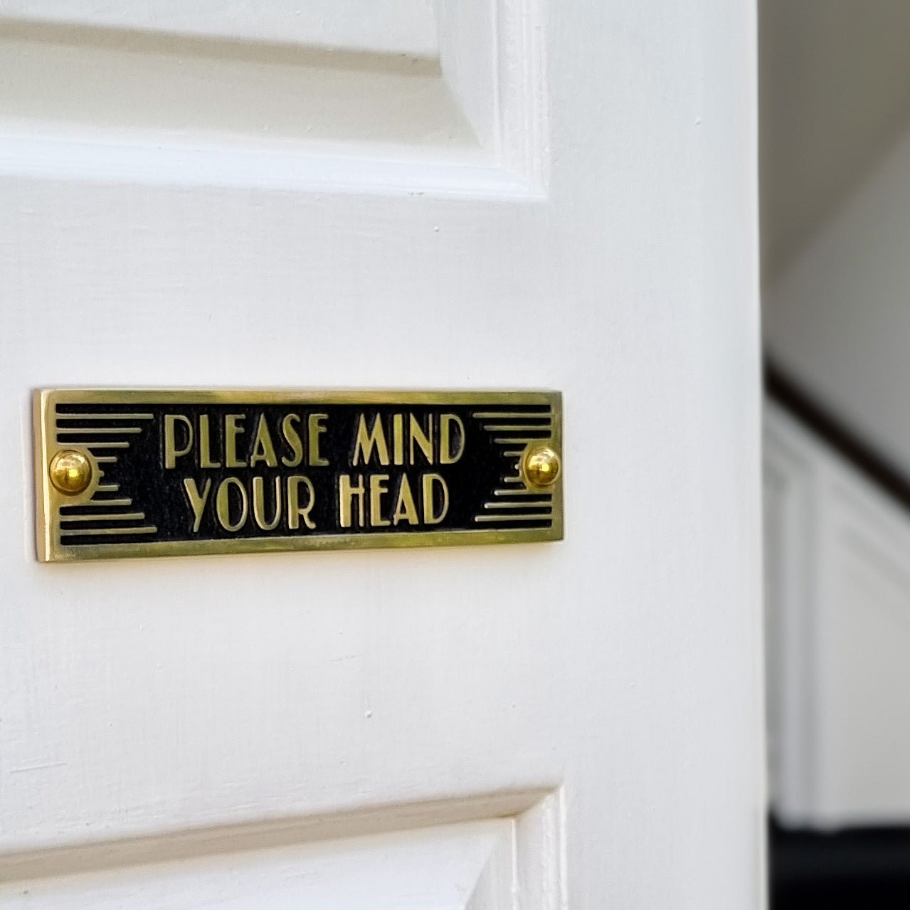 Art Deco 'Mind Your Head' Sign - The Metal Foundry