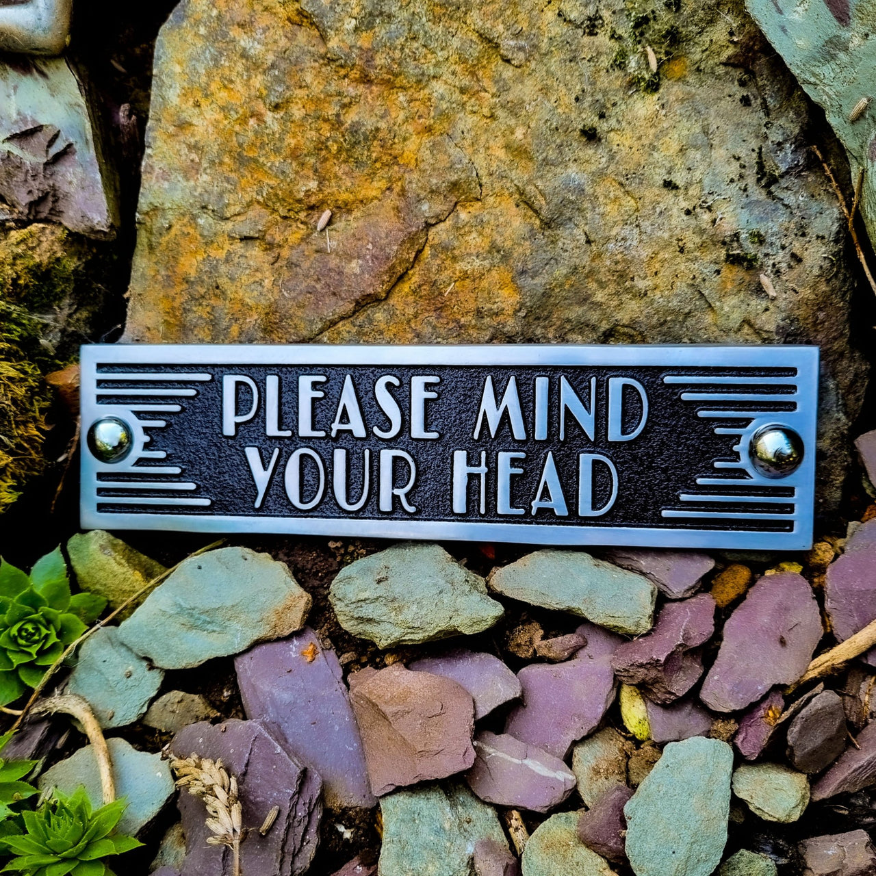 Art Deco 'Mind Your Head' Sign - The Metal Foundry